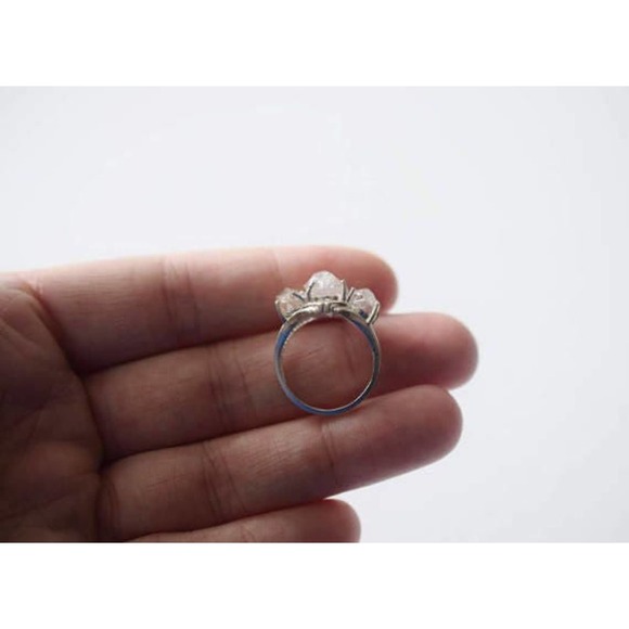 Raw Diamond Engagement Ring Unique Gemstone Sterling Silver Size 4 5 6 7… - Picture 7 of 10